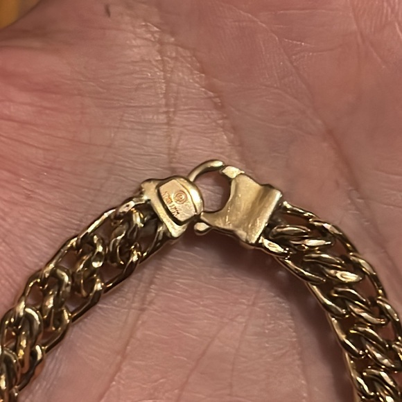 14k unisex yellow gold fancy link bracelet - Picture 5 of 6